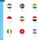 Pin flag set, map location icon in blue colors