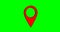 Pin geo location isolated icon logo. Chroma key green screen.