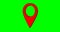 Pin geo location isolated icon logo. Chroma key green screen.