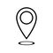 Pin icon. Location geo. Pointer vector. Outline line marker. Gps points navigation. Mark pinpoint. Locate tag. Logo pin arrow. Pos