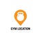 Pin Location with barbell logo  design for gym and fitness