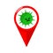 Pin Location of Coronavirus or Virus Element, Sign coronavirus, Virus Vector Illustration