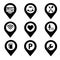 Pin Location with Set of symbols for urban areas vector