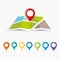 Pin on map, Colorful mapping pin icon, GPS. Vector Illustration