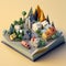 Pin pointed local on 3D town map, isometric style. Generative AI