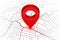 Pin in showing location on gps navigator map. Vector illustration