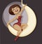 Pin-up cartoon girl circus aerial artist performac