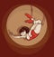 Pin up cute cartoon flying trapeze artist