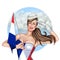 Pin Up girl Holding France Flag