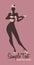 pin-up girl silhouette playing ukelele.