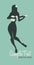 pin-up girl silhouette playing ukelele.