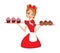 Pin Up housewife serving chocolate cupcakes