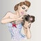 Pin-up woman with camera taking pictures