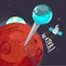 Pin for water on Mars - vector