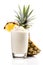 pina colada cocktail with pineapple isolated close up on a white background, generative AI