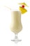 Pina colada coconut cocktail with ice on white background