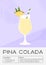 Pina Colada Tropical Cocktail blended with ice. Summer aperitif with rum, coconut milk and pineapple juice. Minimalistic