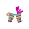 Pinata broken isolated. Traditional mexican donkey toy with sweets inside. vector illustration