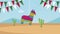 pinata and garlands in desert scene