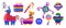 Pinata party icon. Birthday hitting by stick horse, carnival with candy and paper, mexican donkey confetti and ribbons