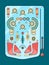 Pinball machine. Funny game ball spare strike childhood emotions boules button decorative vector graphic design pinball