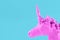 pinc unicorn on a blue background