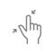 Pinch with two fingers line icon. Touch screen hand, reduce the size gesture symbol