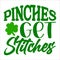 Pinches Get Stitches, shamrock typography design