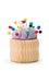 Pincushion full with colorful push pins