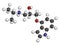 Pindolol beta blocker drug molecule. 3D rendering. Atoms are represented as spheres with conventional color coding: hydrogen (