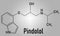 Pindolol beta blocker drug molecule. Skeletal formula.