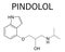 Pindolol beta blocker drug molecule. Skeletal formula.
