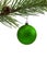 Pine branch with green bauble