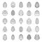 Pine cone botanical icons set, outline style