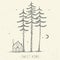 Pine and house silhouette