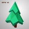 Pine low poly. Green spruce 3d. Geometric tree. Vector illustration.