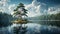 Pine Tree Atoll: A Photorealistic Terragen Vignette Of A Forestpunk Island