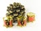 Pine tree cone with toy drum Christmas decorations