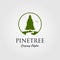 Pine tree logo with river or creek