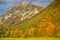 Pine trees in Alps at autumn sunrise, Karwendel mountains in Innsbruck, Tyrol