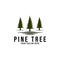Pine trees logo vector illustration design, river colors , three tree pinus