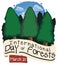 Pine Trees, Scroll and Ribbon for International Day of Forests, Vector Illustration