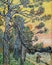 Pine trees at sunset by famous Dutch painter Vincent Van Gogh