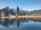 Pine tress reflection on the water