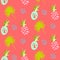 Pineapple abstract exotic coral vector seamless background. Textile pattern.