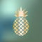 Pineapple Ananas icon gold on a blue bokeh background