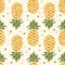 Pineapple background. Watercolor Seamless pattern.