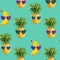 Pineapple and Banana funny Glasses seamless pattern for fashion print, summer texture, wallpaper, graphic design