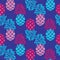 Pineapple blue and pink bright seamless vector pattern.