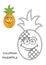 Pineapple coloring smiley emoticon vector illustration design concept
